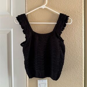Carly Jean Los Angeles Black scalloped sweater tank